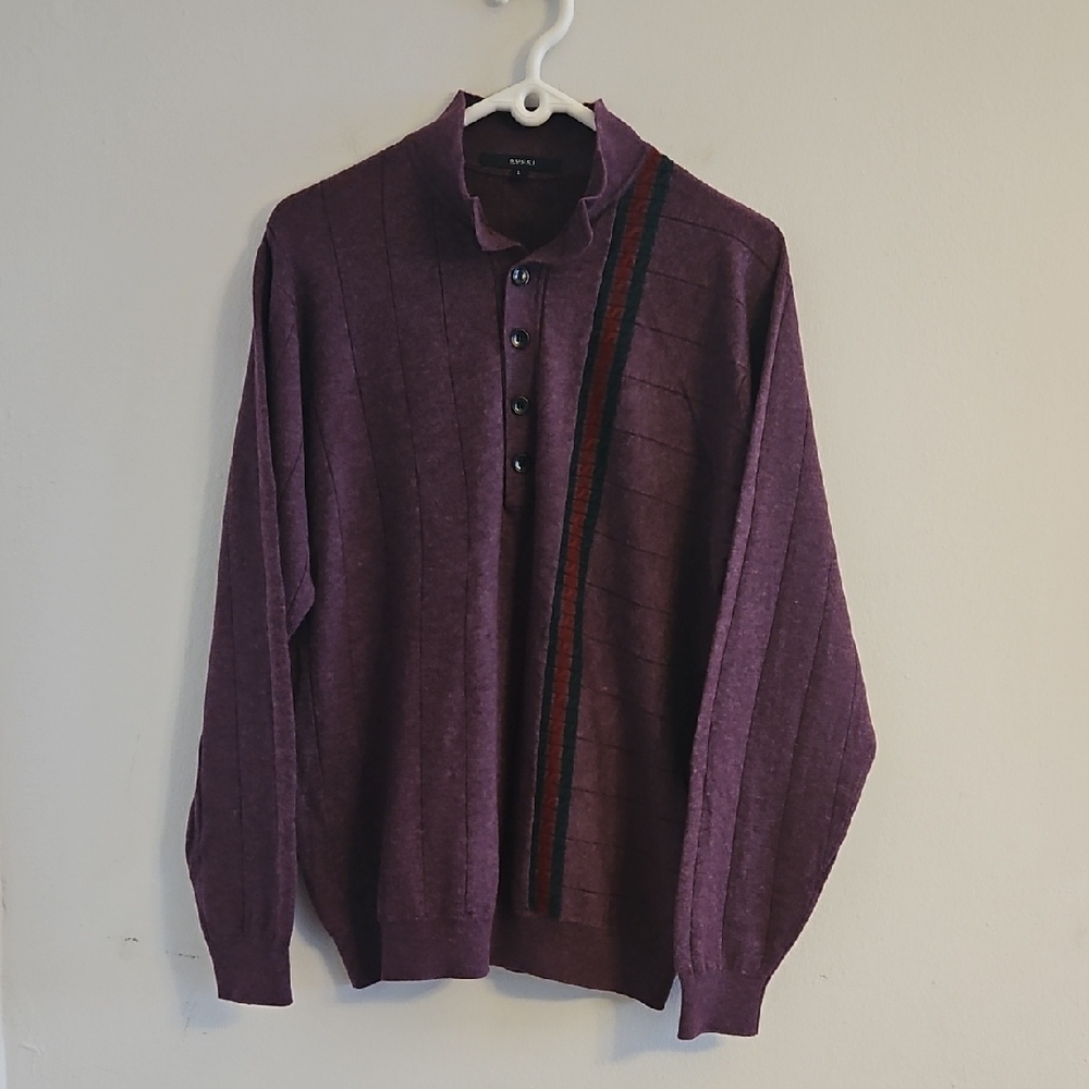 Gucci Purple Crewneck Sweater with Stripe Detail
